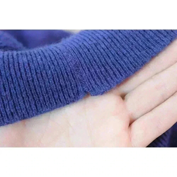 Cashmere Sweater Dress Size Small Bodycon 3/4 Sleeve Blue Purple Stretch Knit - Picture 11 of 11